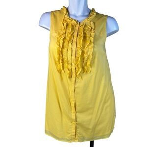 Style & Co. Yellow Ruffle Front Sleeveless 100% Cotton Blouse w/ Lining Size 8
